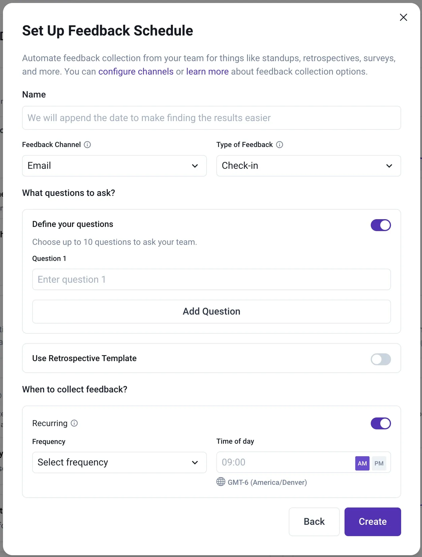 Set Up Feedback Schedule for Async Feedback