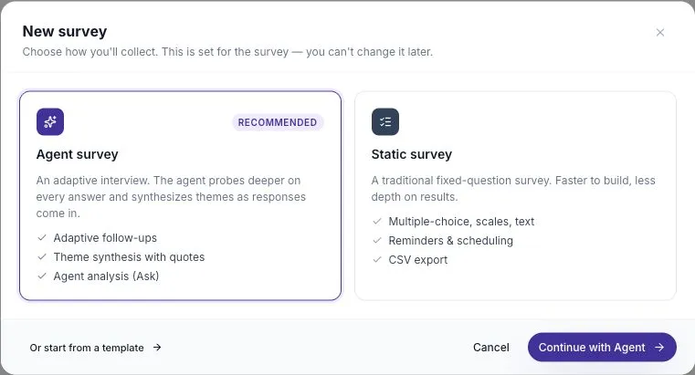 The New survey chooser.